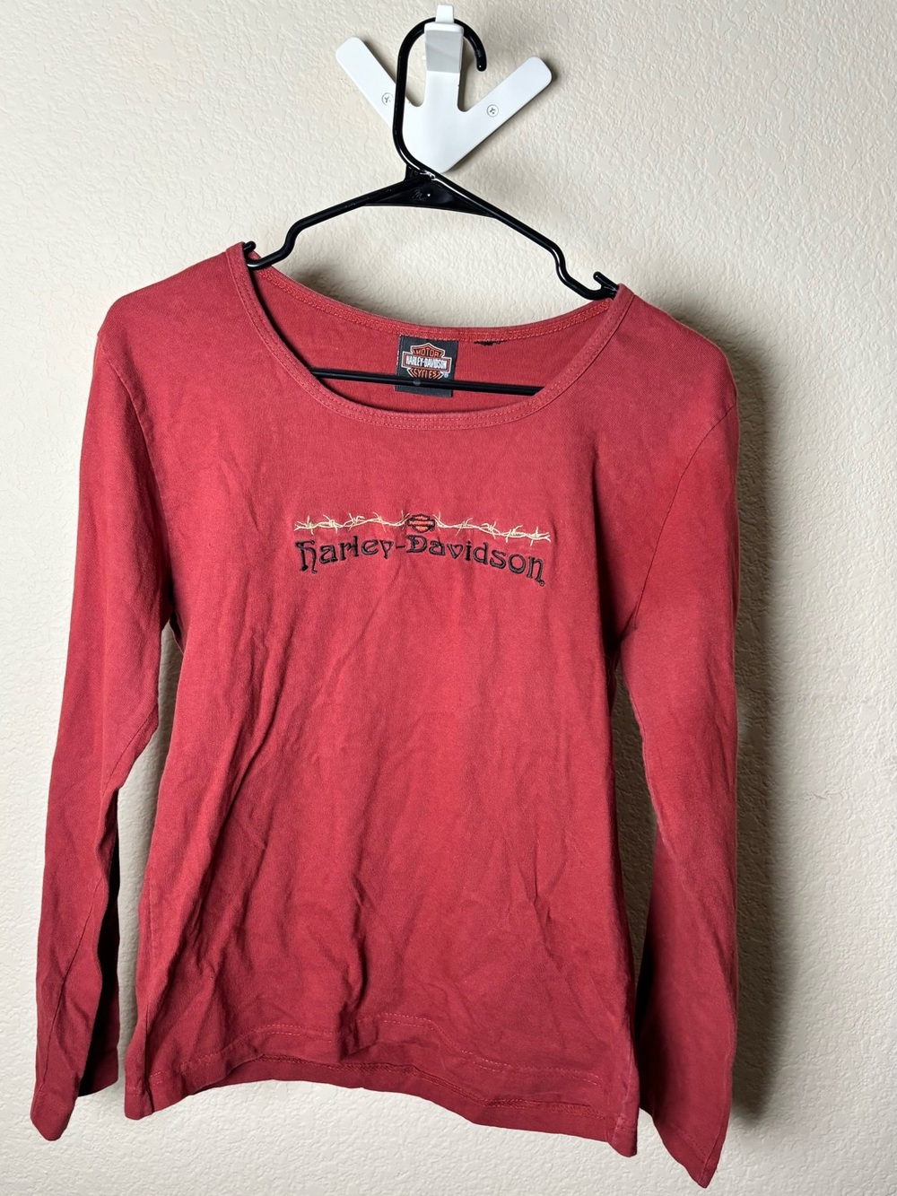 Harley-Davidson Women's Brick Red Long-Sleeve Scoop Neck Top